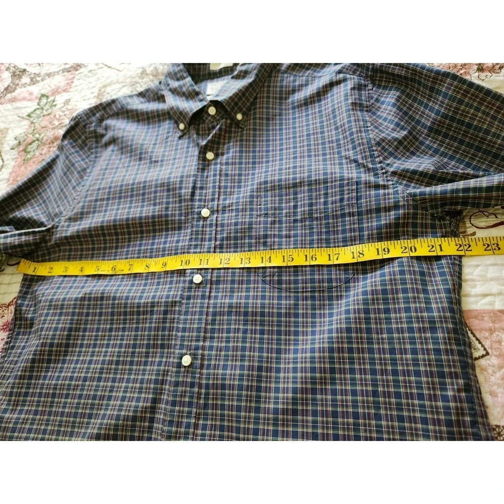 J.Crew Mens Plaid Shirt Button Down Slim Fit Long Sleeve Pocket Cotton Blue Sz L